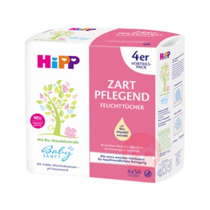 HiPP Babysanft Feuchttücher zart pflegend, 3er Pack (Jede Packung enthält 4 x 56 Tücher)