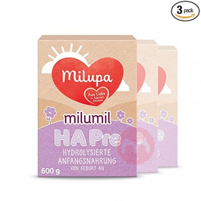Milupa Milumil HA PRE, Babynahrung für allergiegefährdete Babys von Geburt an, Baby-Milchpulver (3 x 600 g)