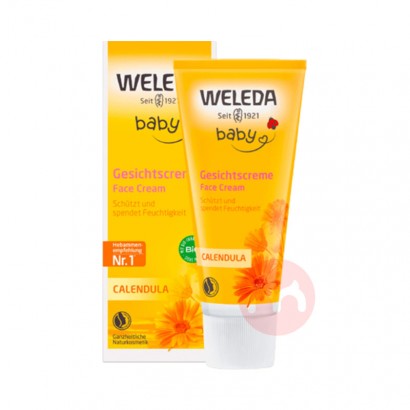 WELEDA Bio Baby Calendula Gesichtscreme, Naturkosmetik Feuchtigkeitscreme zur Pflege von trockener und empfindlicher Haut, Schutz vor Austrocknen und Unreinheiten (1 x 50 ml)