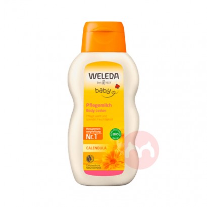 WELEDA Bio Baby Calendula Pflegemilch, Naturkosmetik Körpermilch zur Pflege und Reinigung von trockener Haut, Pflegelotion für Babys und Kleinkinder (1 x 200 ml)