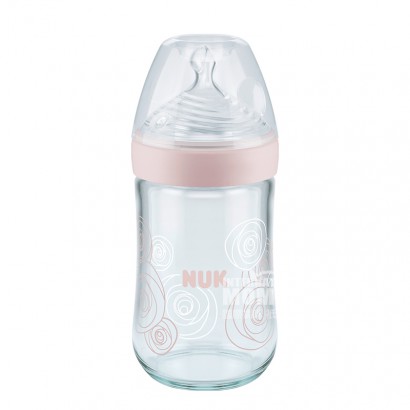NUK Germany super wide mouth glass bottle silicone nipple 240ml 0-6 months Pink