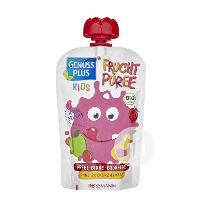 GENUSS PLUS German Organic Fruit Puree Apple Pear Strawberry Suction 100g*10
