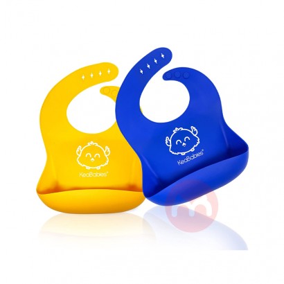 KeaBabies American KeaBabies washable silicone bib blue yellow overseas local original