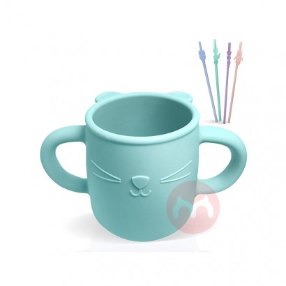 Brunoko Spain Brunoko Baby Learning Cup + Silicone Straw Green Overseas Local Original
