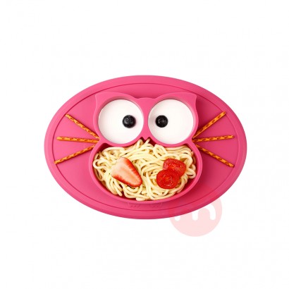 Future Founder Germany Future Founder Silicone Non-slip Dinner Plate Pink Owl Overseas Local Original