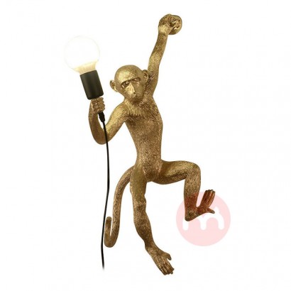 Art Creative Animal Wall Sconce Black White Gold Resin Monkey Lamp