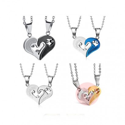 OEM Fashion Couple Heart Shape I Love You Pendant Necklace Unisex Lovers Couples Jewelry Fashion R0753