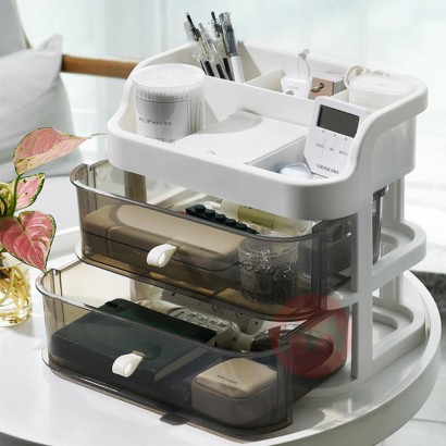 Hot selling factory price three layer plastic cosmetic organizer make up storage box containers for jewelry necklace