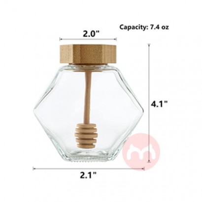 PengHui Factory Supplier Empty Hexagon Shape Honey Glass Jam Jar With bamboo lid For Home Kitchen