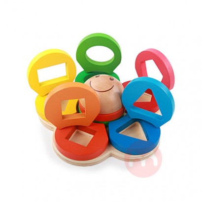 Beautiful geometric matching game wooden blocks flower shape sorting toy