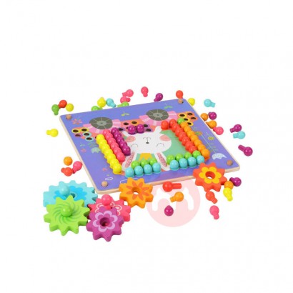 wooden mushroom nail fixed gear toy montessori children wooden gear game board