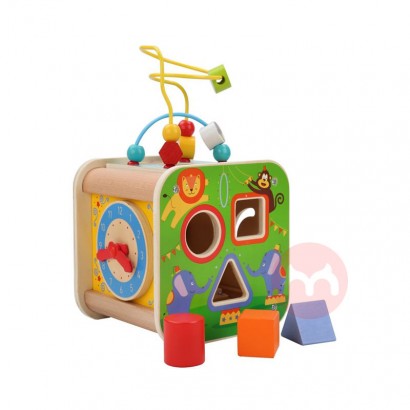 QINGTANG multi-function box beads maze toy wooden activity cube