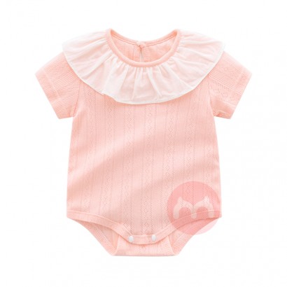 Wholesale baby clothes cotton ruffled collar jumpsuit short sleeve newborn baby girls' rompers for summer