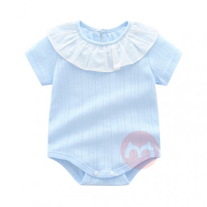 Wholesale baby clothes cotton ruffled collar jumpsuit short sleeve newborn baby girls' rompers for summer