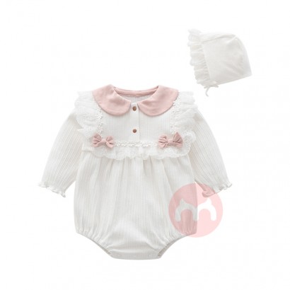 Wholesale romper jumpsuit long sleeve cotton girls clothing set Korean Princess style lace one piece rompers for baby gi