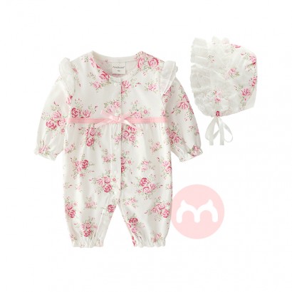Hot Sale High Quality Flower Printed Baby Romper Toddler Bodysuit Onesie Cotton Fabric Infant Baby Clothes Baby Girl Rom