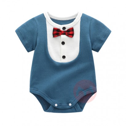 Anbloo New Arrival Short Sleeved Knitted Cotton Clothing Baby Rompers for 0-12 Months Boys Handsome summer Jumpsuit with