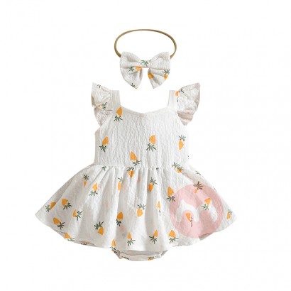 Baby girl Southeast Asia Amazon carrot print fly sleeve toddlers clothing trendy toddler girl clothing