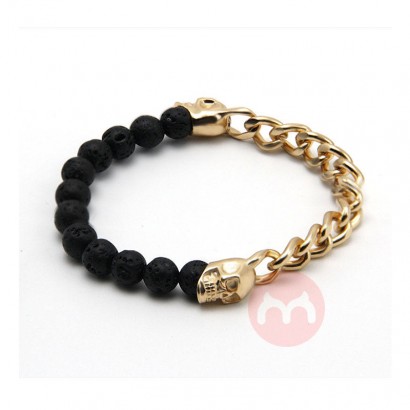 ZG Wholesale Rock Skull Beaded 8mm Lava Stone Bracelet