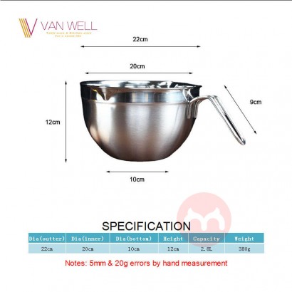 van well Stainless Steel Mixing Bowl 304 Mixing Bowl Baking Ware Kitchen  Tabletop Mixing Bowls Set for Cake Vegetable 