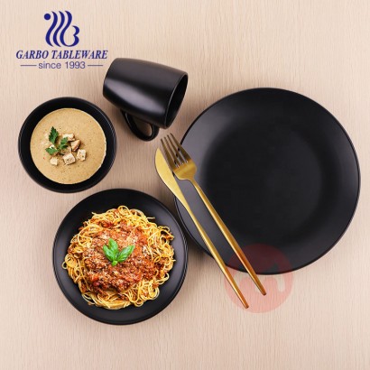 GARBO Wholesale cheap stoneware tableware color glazed matte fine tabletop embossed luxury dinner set ceramic dinnerware