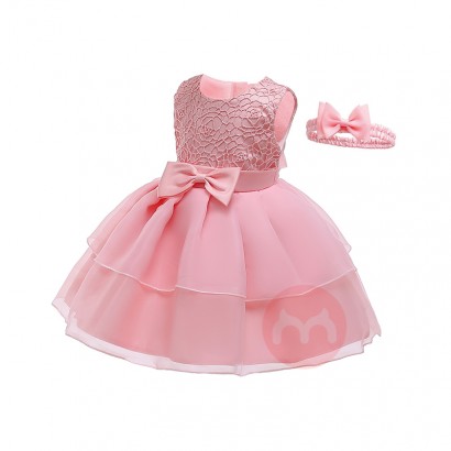 LZH Infant Princess Wedding Party Dress for Baby Girls Bow Lace 1 Year Birthday Baptism Dress