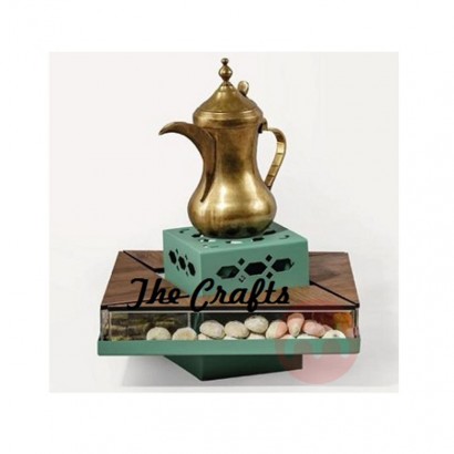 The Crafts Metal And Wooden Dallah Heater With Sweets Box Greatest Quality Kitchen & Tabletop Dallah Heater For Sale
