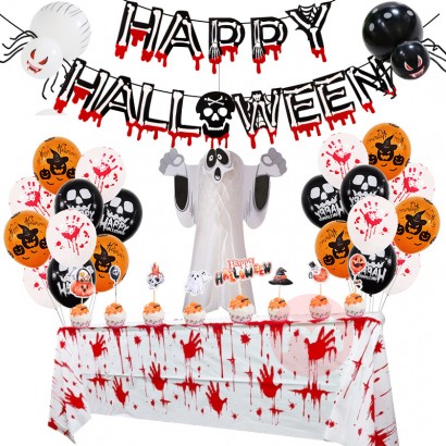 SUNBEAUTY Bloody Banner Paper Honeycomb Three dimensional Ghost Package Ghost Festival Party Decoration Halloween Balloo