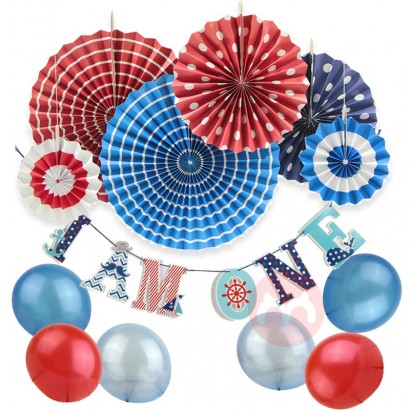 SUNBEAUTY Newly Design 1st Birthday Boy Decorations Kit Kids Party Supplies
