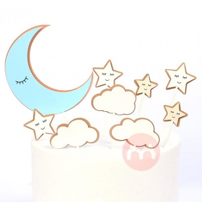 Nice Ins Baking Cake Decoration Set Moon Cake Topper Plug-in Birthday Party Cake Set