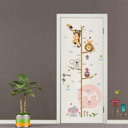vanco-up Children's height wall stickers animal world