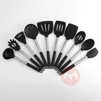 Kitchen Accessories Heat Resistant Food Grade Stainless Steel Cooking Silicone Utensils 10 Piece Set