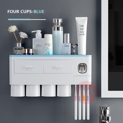 Wall mounted multifunctional toothpaste and toothbrush storage rack
