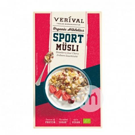 VERIVAL Jerman VERIVAL Organik Muesli Sarapan Strawberry Sour Cherry O...