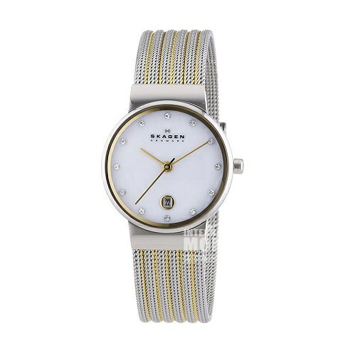 SKAGEN DENMARKデンマーク詩格恩真珠母時計盤銀色ステンレス...