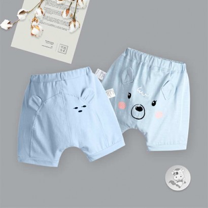 【2点】Verantwortung明徳は男女の赤ちゃんのかわいい小耳熊+シンプルな3点クマPPパンツブルーを担当
